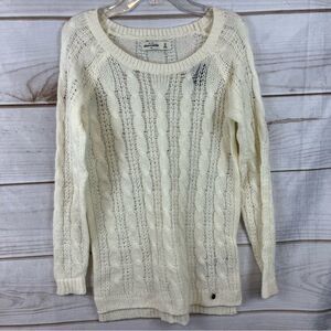 NWT Abercrombie Kids Wool Blend Cable Knit Soft Sweater Cream Size Medium